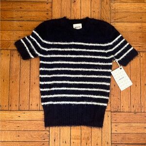 NWT KHAITE Cashmere Silk Navy Striped Knit Size XS